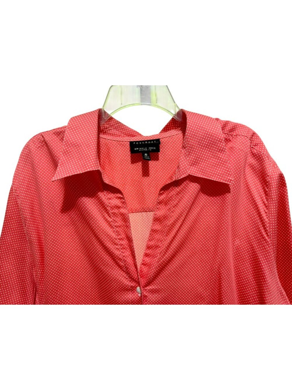 Foxcroft Womens PLUS 20W Mini Dot Button Up Shirt Wrinkle Free Casual Career